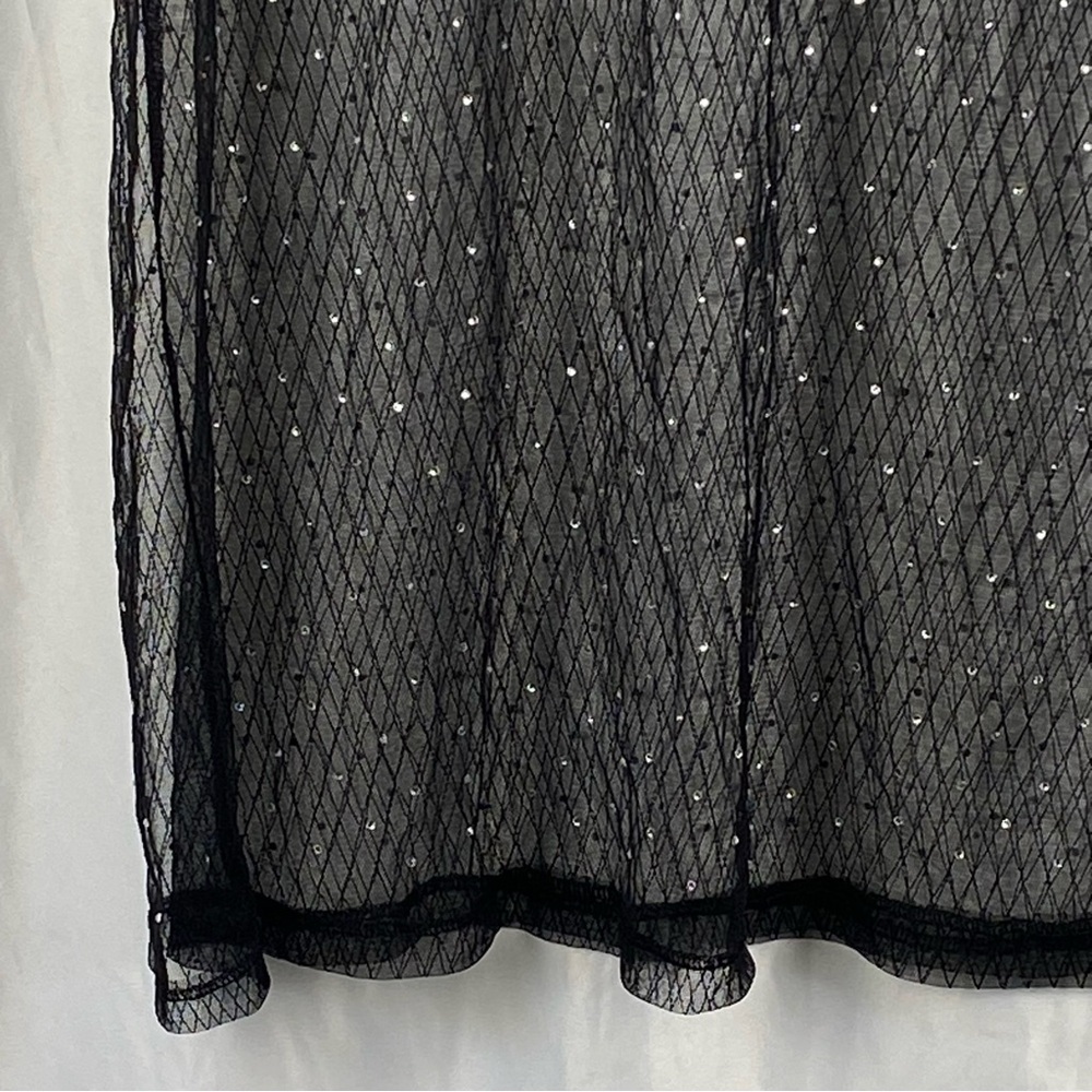 Fashion Nova Black Sheer Short Sleeve Dress with Silver Accents Size Medium - Picture 7 of 16